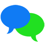 Blue and green messaging or chat bubble icons