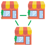 Three buildings for multiple locations or franchises
