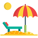 Vacation on the beach with umbrella